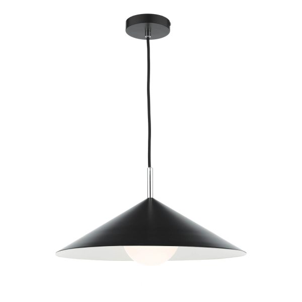 Apex 1 Light Single Pendant Matt Black Polished Chrome