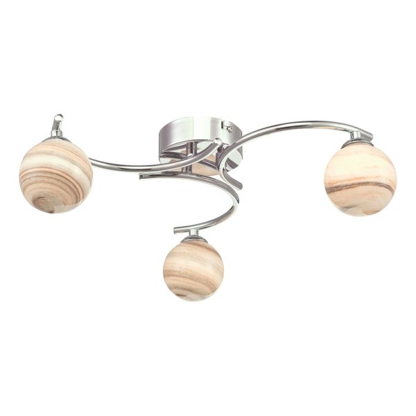 Atiya 3 Light Semi Flush Ceiling Light Polished Chrome With Planet Style Glass