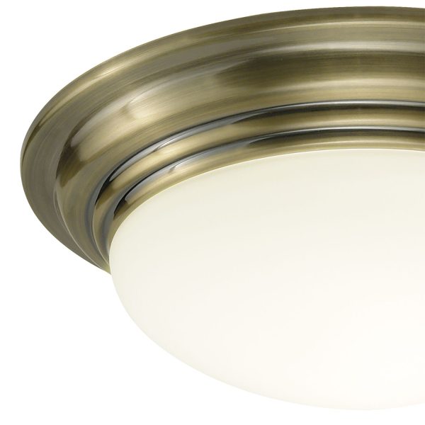 Barclay Small Flush IP44 Antique Brass