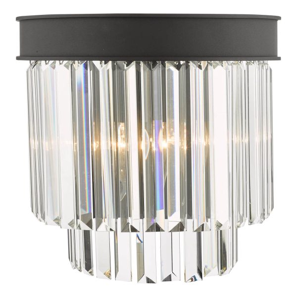 Celeus 2 Light Wall Light Anthracite & Crystal