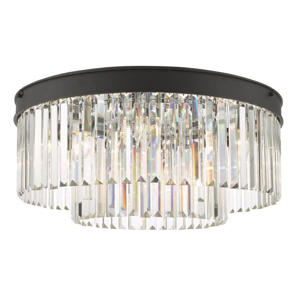 Celeus 6 Light Flush Matt Anthracite & Crystal