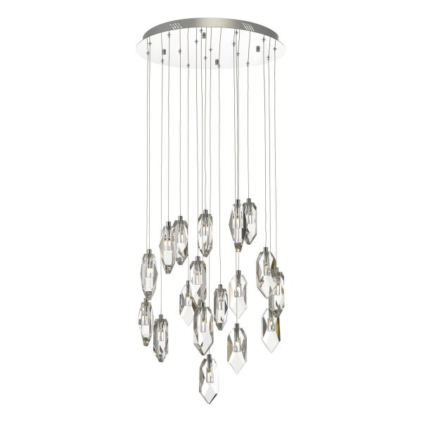 Crystal 18lt Cluster Pendant Polished Chrome & Crystal