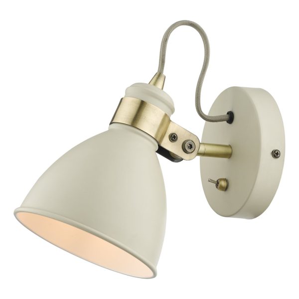 Frederick Single Wall Light Gloss Cream Antique Brass