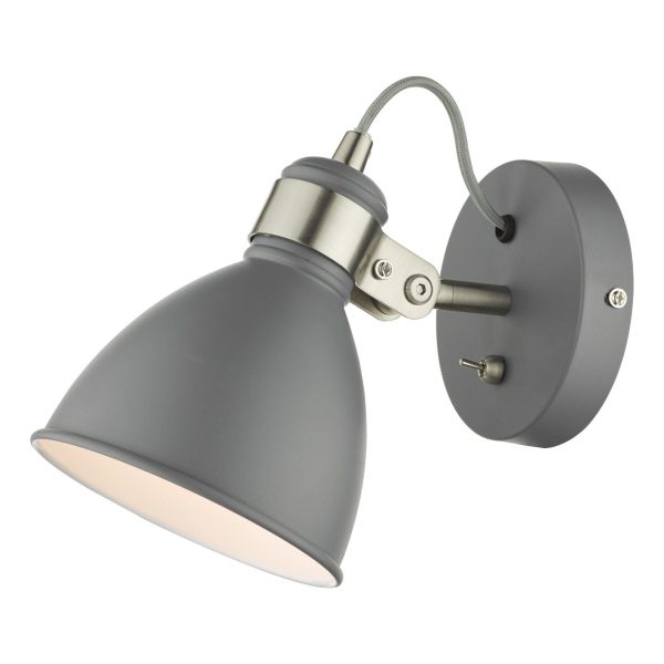 Frederick Single Wall Light Dark Grey Satin Chrome