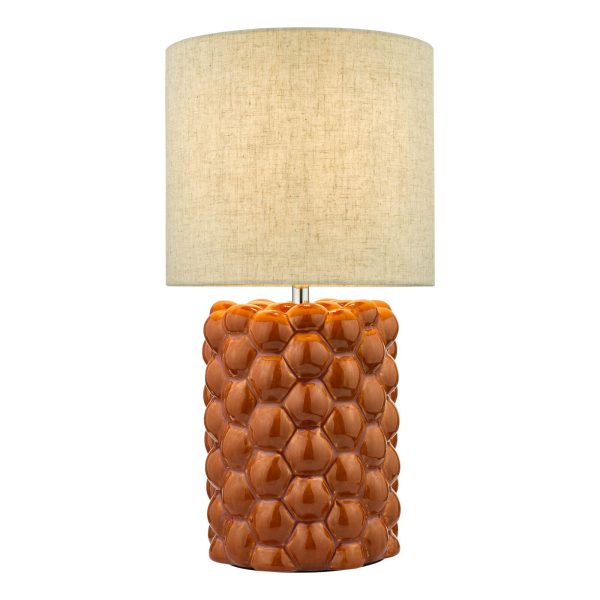 Jayden Table Lamp Orange Glaze With Shade