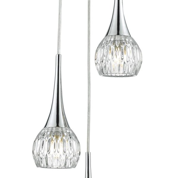 Lyall 3 Light Spiral Polished Chrome & Decorative Glass