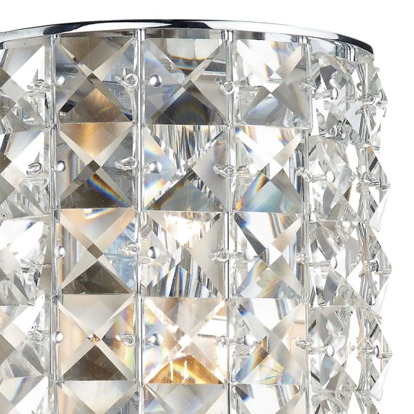 Matrix 2 Light Wall Bracket Polished Chrome and Clear Faceted Crystal