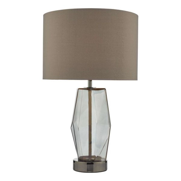 Mubina Touch Table Lamp Black Chrome Smoked Glass With Shade