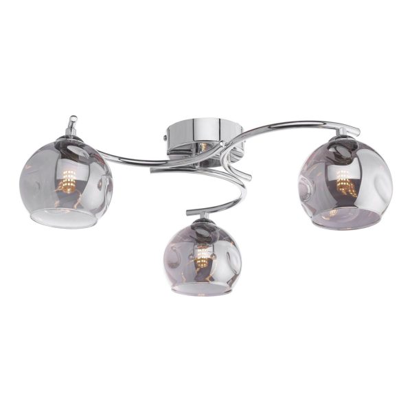 Nakita 3 Light Semi Flush Polished Chrome Smoked Dimpled Glass