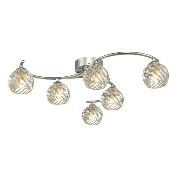 Nakita 6 Light Semi Flush Polished Chrome With Twisted Open Glass