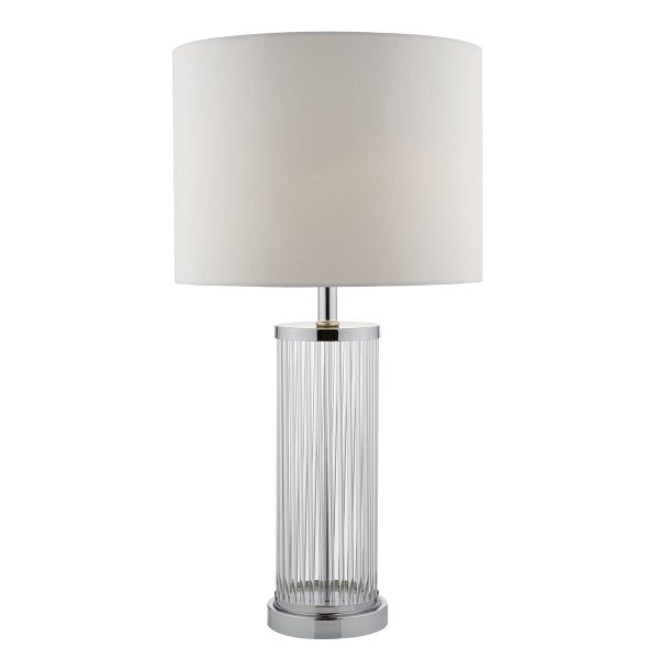 Olalla Table Lamp Polished Chrome and Clear Glass with Ivory Shade