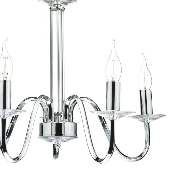 Pique 5 Light Polished Chrome Clear Crystal Detail