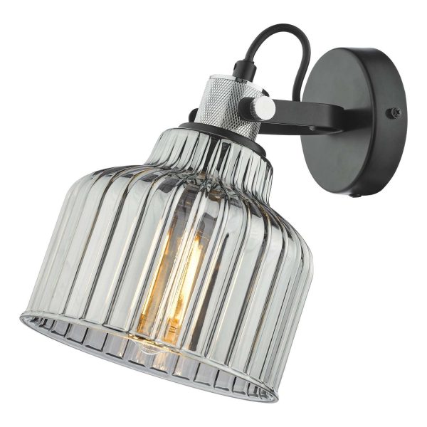 Rhode Wall Light Polished Chrome Smoked Glass