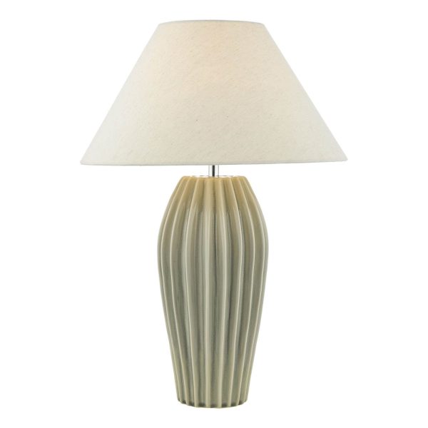 Rosario Table Lamp Grey Crackle Glaze With Shade