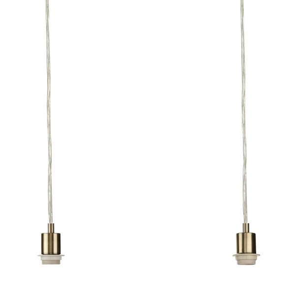 3 Light Antique Brass E27 Suspension With Clear Cable