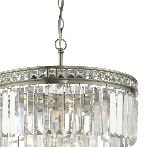 Vyana 4 Light 4 Tier Pendant Brushed Nickel and Crystal Droppers