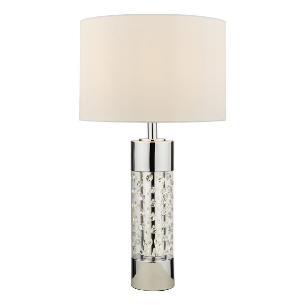 Yalena Large Table Lamp Polished Chrome And Glass With Shade