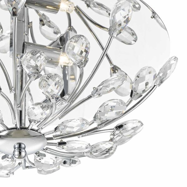 Zafir 3 Light Flush Polished Chrome Crystal