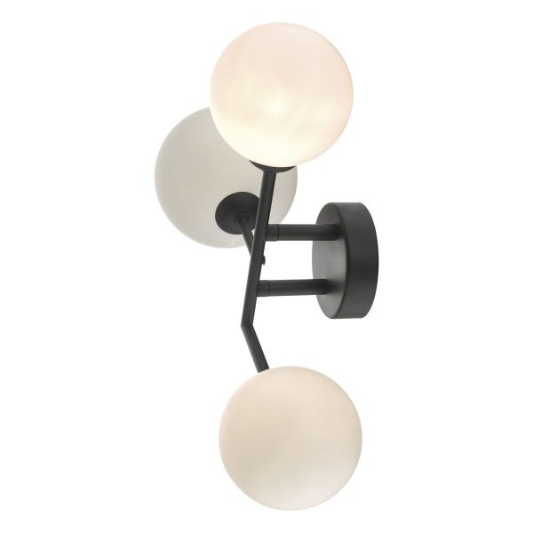 Euan 3lt Wall/Ceiling Light Black & Opal Glass