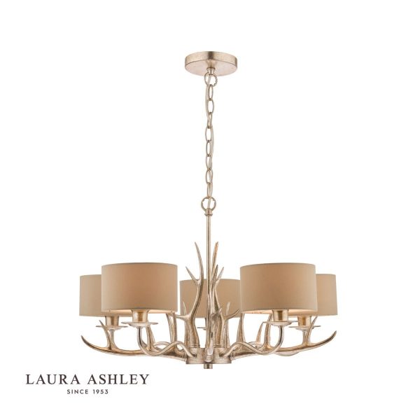 Laura Ashley Mulroy Antler 5 Light Chandelier with Shades