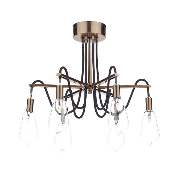 Scroll 6 Light Semi Flush Copper